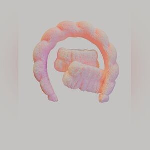 Pink Skincare Headband and Wristband Set